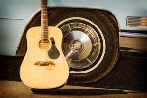 guitar and car